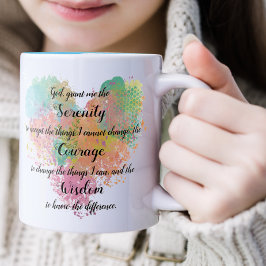 Caneca De Café Em Dois Tons Serenity Prayer Watercolor - Mug De Café De Dois T