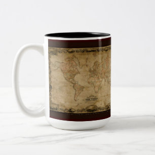 Caneca De Café Em Dois Tons Série Antiguamente de Mug de Mapa Mundial
