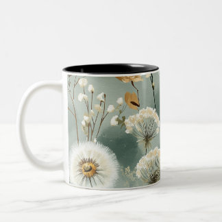 Caneca De Café Em Dois Tons Série de Design de Dente-de-Leão #3