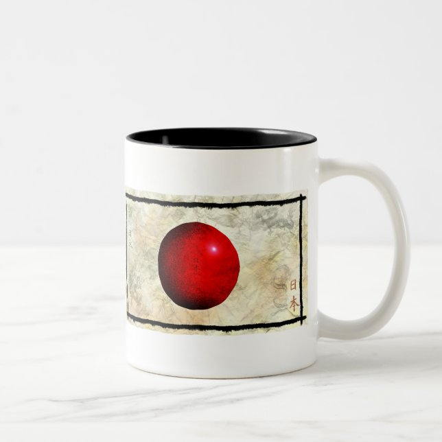 Caneca De Café Em Dois Tons Série Patriótica Mug de Bandeira Nacional do Japão (Direita)