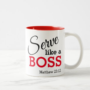 Caneca De Café Em Dois Tons Serve humilde como um cristão chefe