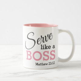 Caneca De Café Em Dois Tons Serve humilde como um pintor cristão de chefe.