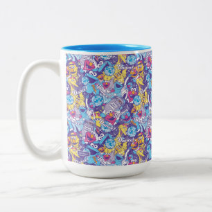 Caneca De Café Em Dois Tons Sesame Street Groovy Dance Pattern