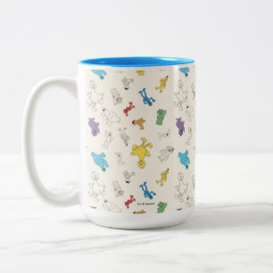 Caneca De Café Em Dois Tons Sésamo Street Pals   Padrão Vintage Colorido