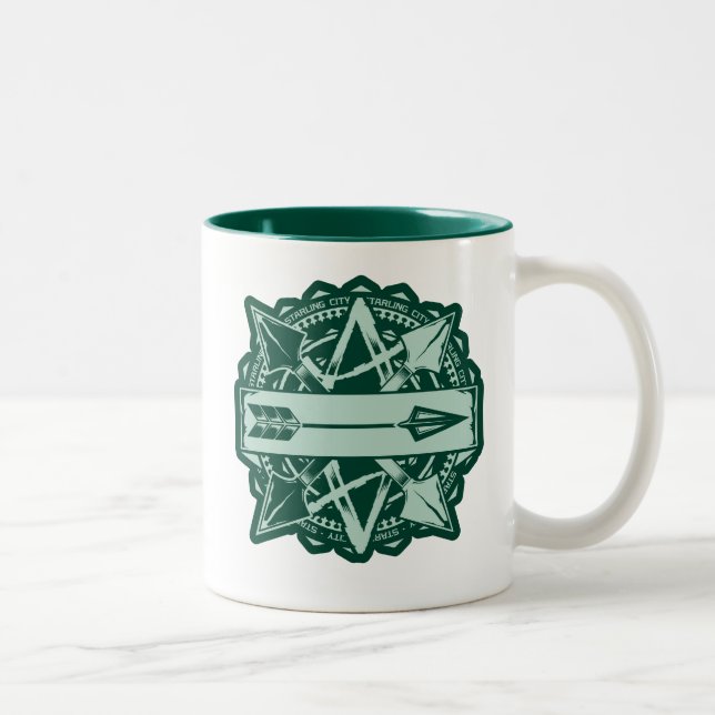 Caneca De Café Em Dois Tons Seta | Crachá de seta para a cidade de Starling (Direita)