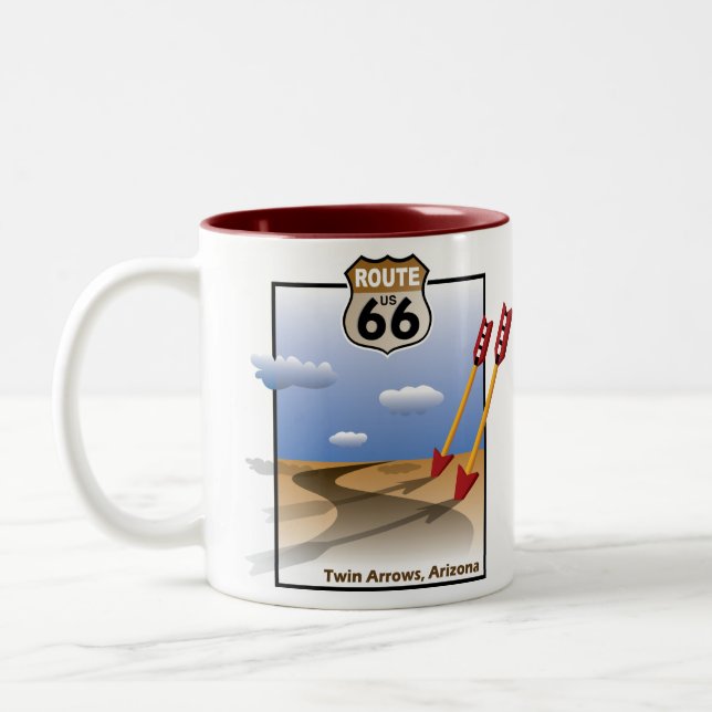 Caneca De Café Em Dois Tons Setas gêmeas, arizona - marco histórico da rota 66 (Esquerda)