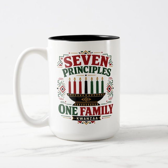 Caneca De Café Em Dois Tons Sete Princípios do Kwanzaa (Esquerda)