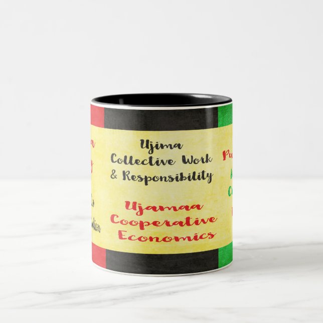 Caneca De Café Em Dois Tons Sete Princípios do Kwanzaa para Viver (Centro)