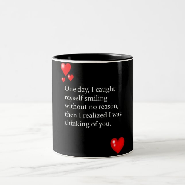CANECA DE CAFÉ EM DOIS TONS ***SEU AMOR ME FAZ SORRIR*** MUG (Centro)