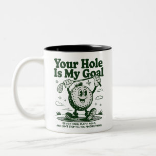 Caneca De Café Em Dois Tons Seu Buraco É Meu Objetivo Golfe Divertido Golfe Go