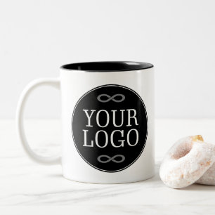 Caneca De Café Em Dois Tons Seu Logotipo - Ponto - Fundo PRETO