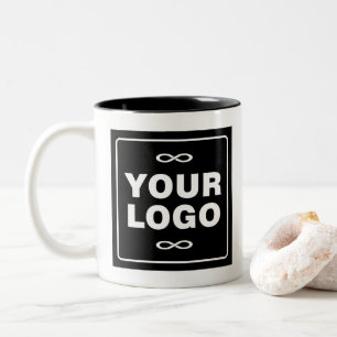 Caneca De Café Em Dois Tons Seu Logotipo - Quadrado - Fundo PRETO