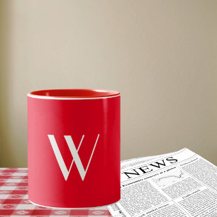 Caneca De Café Em Dois Tons Seu monograma em vermelho e branco