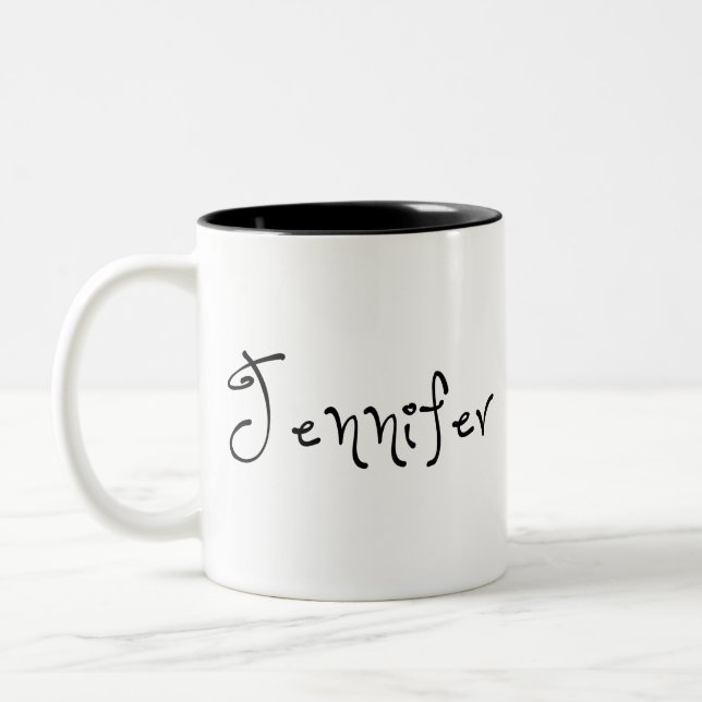 Caneca De Café Em Dois Tons Seu Nome É Jennifer Calligraphy (Esquerda)