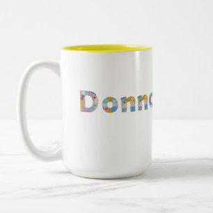 Caneca De Café Em Dois Tons Seu nome em letras florais artísticas / Donna Two