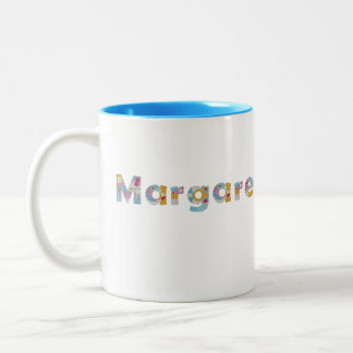Caneca De Café Em Dois Tons Seu nome em letras florais artísticas / Margaret