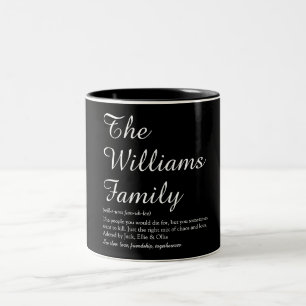 Caneca De Café Em Dois Tons Seu script de definição de família preto e branco