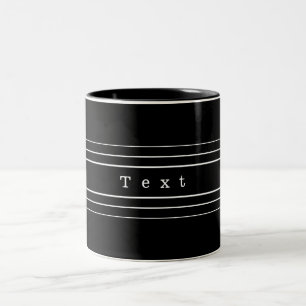 Caneca De Café Em Dois Tons Seu Texto Personalizado & Listras Modernas Preto