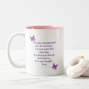 Caneca De Café Em Dois Tons Seus Próprios Pensamentos - Rumi