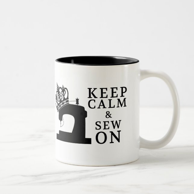 Caneca De Café Em Dois Tons Sewing • Mantenha a calma para sew sobre • (Direita)