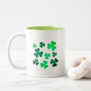 Caneca De Café Em Dois Tons Shamrock Clover Leaf Ireland Modern Elegant Irland
