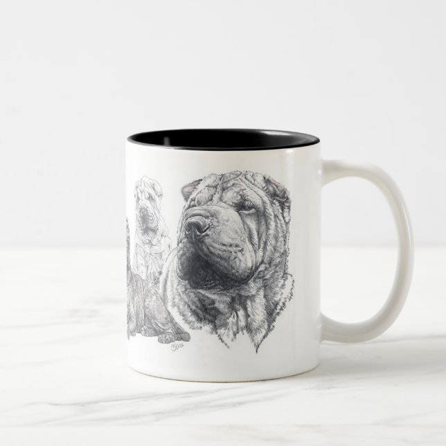 Caneca De Café Em Dois Tons Shar Pei Chinês (Direita)