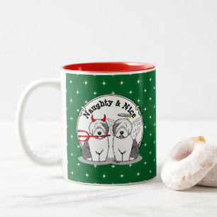 Caneca De Café Em Dois Tons Sheepdogs inglesas travessas e legais (Cinza 1)