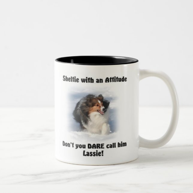 Caneca De Café Em Dois Tons Sheltie Attitude Mug (Direita)
