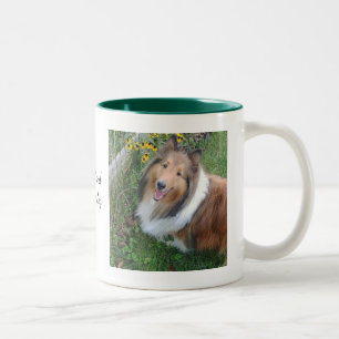 Caneca De Café Em Dois Tons Sheltie com Flowers Mug