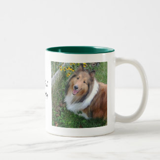 Caneca De Café Em Dois Tons Sheltie com Flowers Mug
