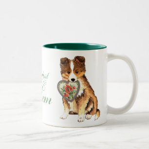 Caneca De Café Em Dois Tons Sheltie Heart Mãe