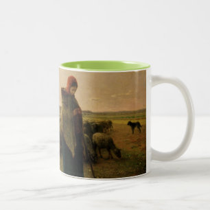 Caneca De Café Em Dois Tons Shepherdess com seu rebanho, 1863