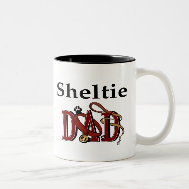 Caneca De Café Em Dois Tons Shetland Sheepdog Pai Mug (Direita)