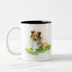 Caneca De Café Em Dois Tons Shetland Sheepdog / Sheltie