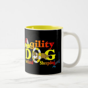 Caneca De Café Em Dois Tons Shetland Sheepdog Sheltie Agilidade