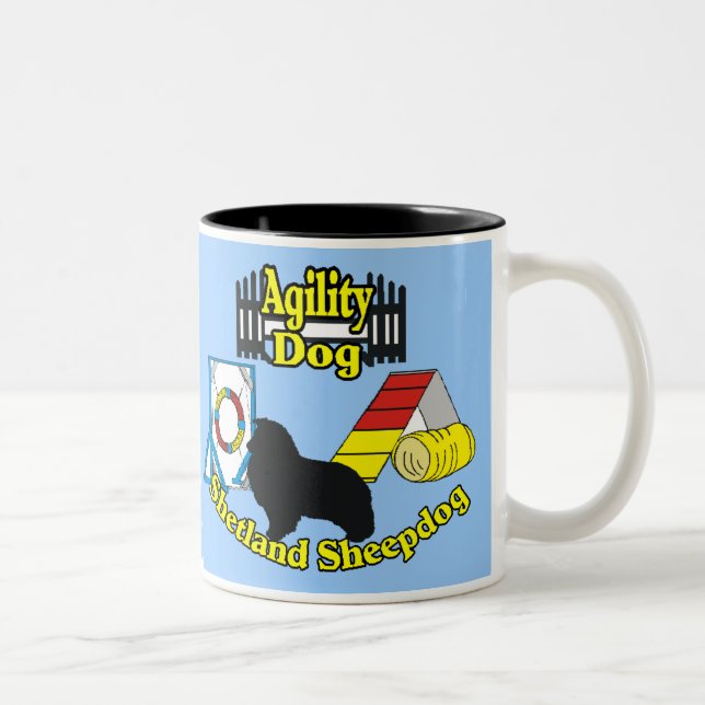 Caneca De Café Em Dois Tons Shetland Sheepdog Sheltie Agilidade (Direita)