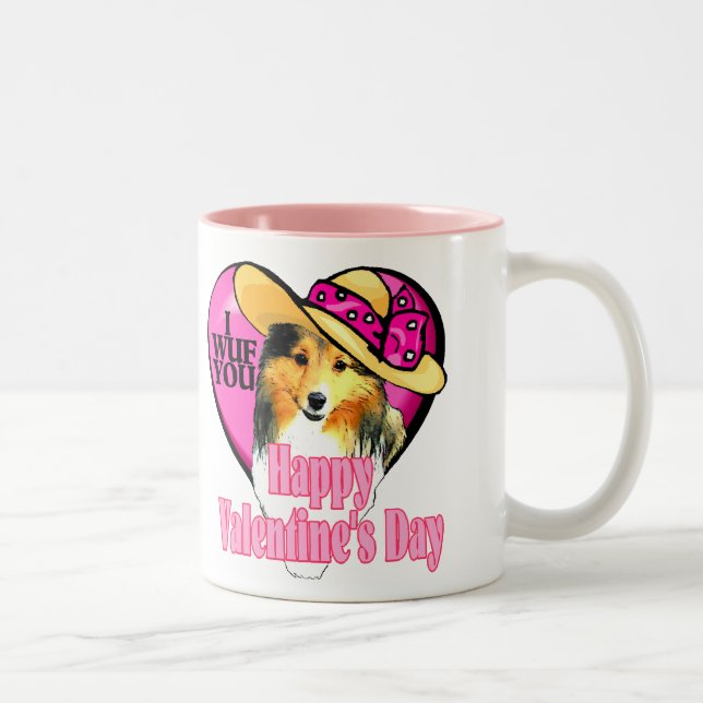 Caneca De Café Em Dois Tons Shetland Sheepdog Sheltie Namorados (Direita)