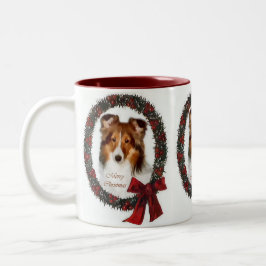 Caneca De Café Em Dois Tons Shetland Sheepdog Sheltie presentes de Natal