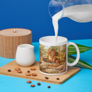 Caneca De Café Em Dois Tons Shhh… Estou lendo Dragão de Leitura Aconchegante