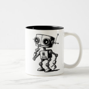 Caneca De Café Em Dois Tons Shhh Robot... estou processando