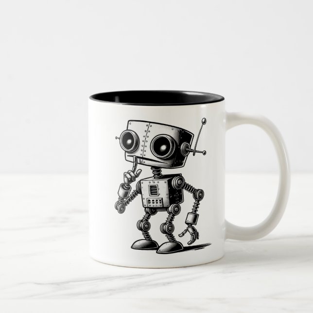 Caneca De Café Em Dois Tons Shhh Robot... estou processando (Direita)