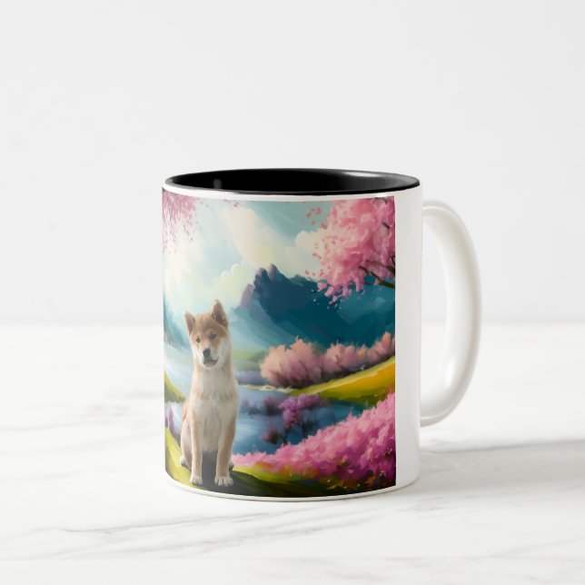 Caneca De Café Em Dois Tons Shiba Inu Puppy (Frente Esquerda)