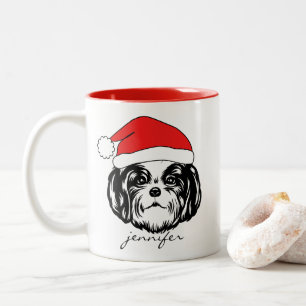 Caneca De Café Em Dois Tons Shih Tzu Dog Santa Hat
