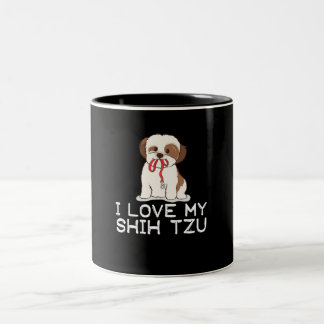 Caneca De Café Em Dois Tons Shih Tzu | Eu amo My Shih Tzu