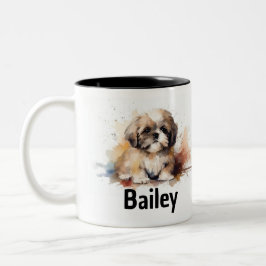 Caneca De Café Em Dois Tons Shih Tzu Watercolor Mug