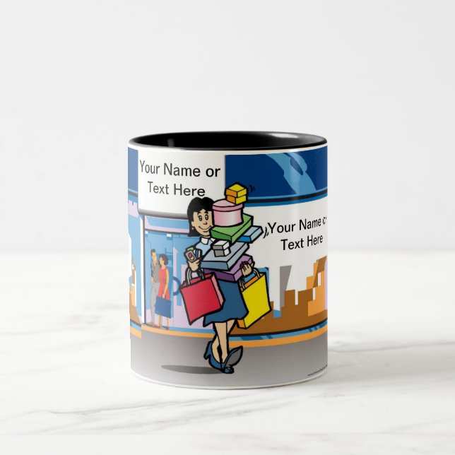 Caneca De Café Em Dois Tons Shopper - Cartoon feminino: PrintedPerfection.com (Centro)