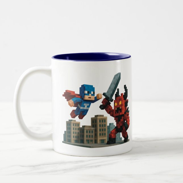 Caneca De Café Em Dois Tons Showdown Skyblade super-herói (Esquerda)