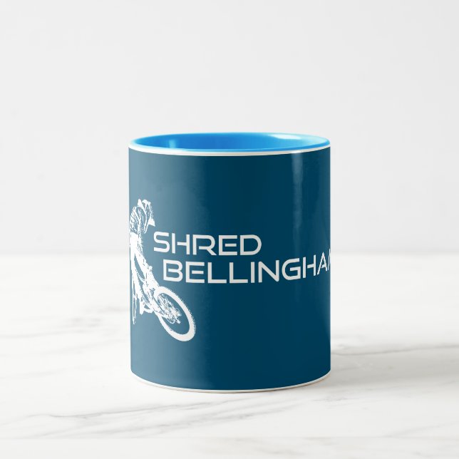 Caneca De Café Em Dois Tons Shred Bellingham Washington Mountain Biking (Centro)