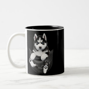 Caneca De Café Em Dois Tons Siberian Husky Em Pocket Puppy