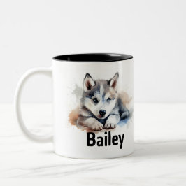 Caneca De Café Em Dois Tons Siberian Husky Watercolor Mug
